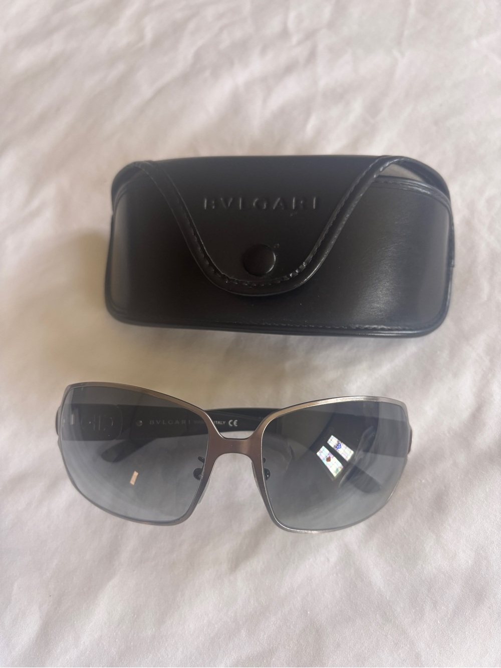 Bvlgari Black/Silver tone Sunglasses with Crystal-Embellished Silver Temples - Picture 2 of 10